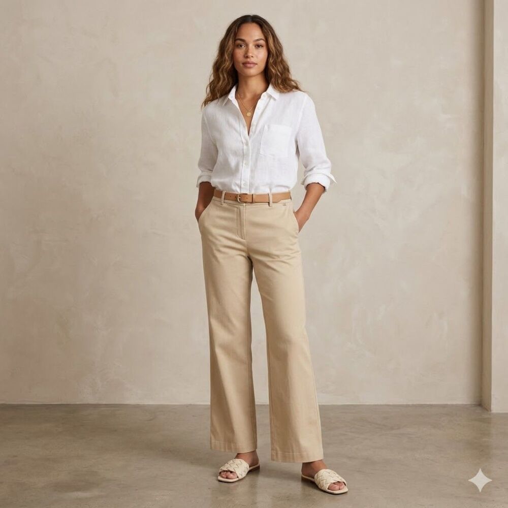 Banana Republic Wide Leg Pants in Khaki Beige
